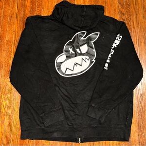 Nora Inu XL Black Dog Zip Up Hoodie